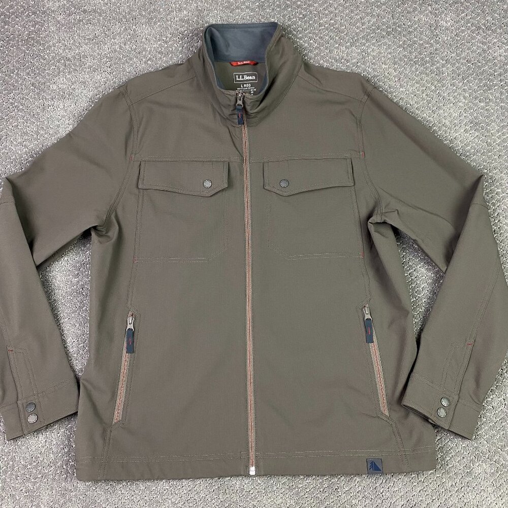 NWOT LL Bean All-Terrain Soft Shell Jacket Men's Large Brown Full Zip Stretch